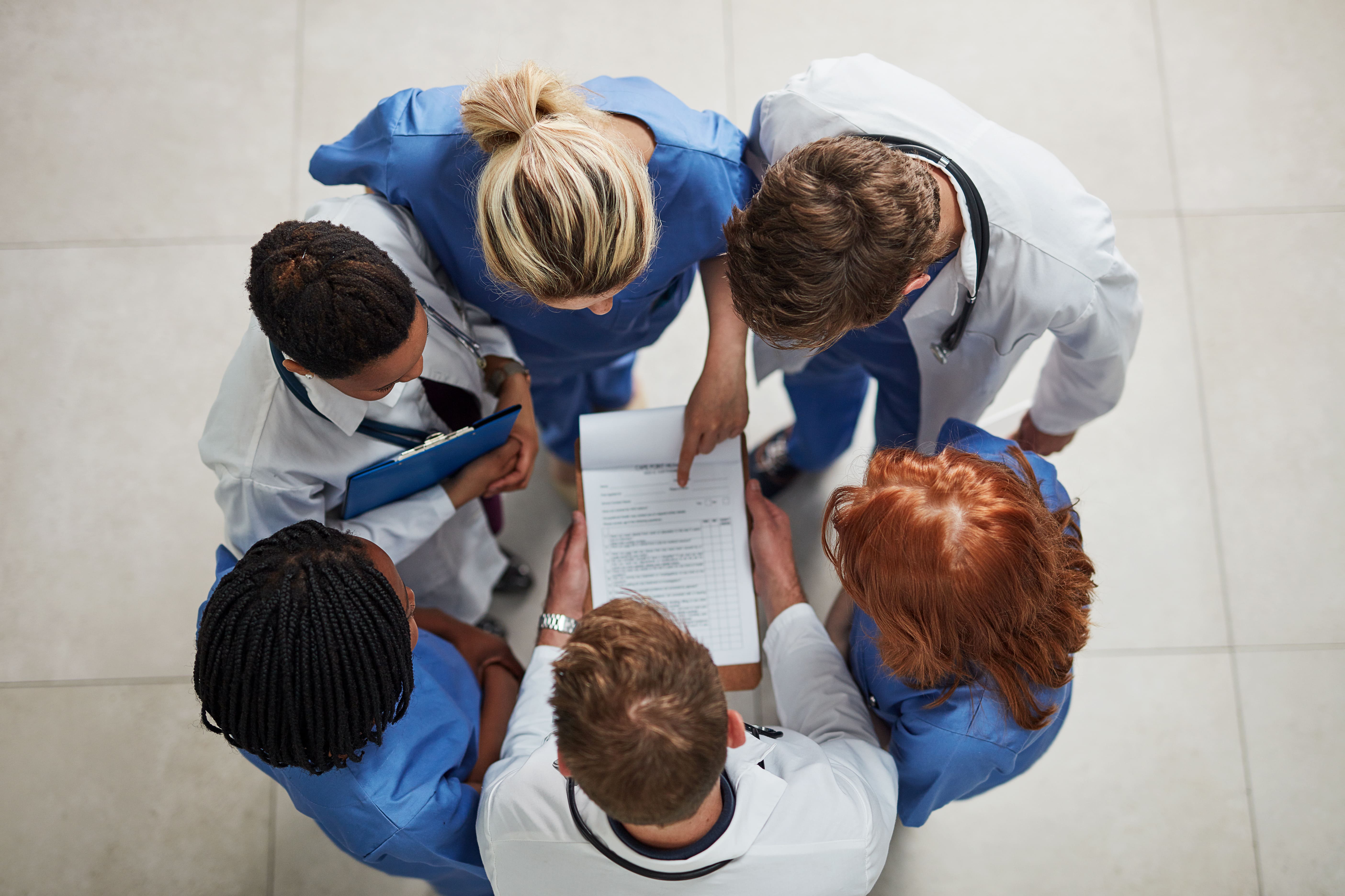 Medical team coordinating on patient care